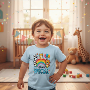 Camiseta Animais Fofos Arco-Íris Especial Infantil Bebe