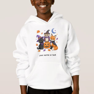 Camiseta Animais Fofos de Halloween - Bruxa Gato Preto Coru