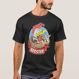 Camiseta Animais - Galo Ou Frango Fofo Sorridente Com Rosto