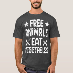 Camiseta Animais Grátis Comem Vegetais Engraçados Salvament