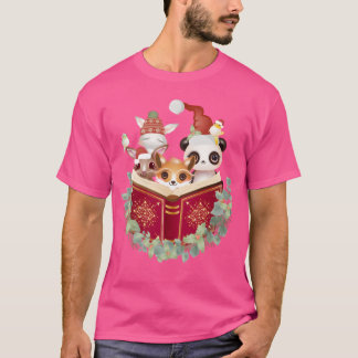 Camiseta Animais lêem a história de Natal no Natal frie