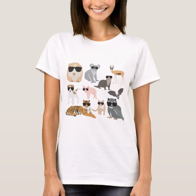 Camiseta Animais legal e Engraçados Vestindo óculos escuros (Frente)