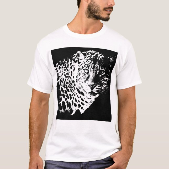 Camiseta Animais Leopardo Pop de Arte Modelo moderna (Frente)