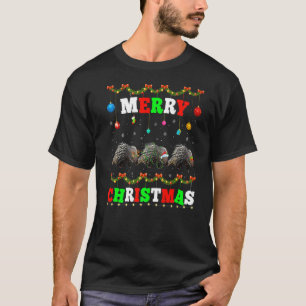 Camiseta Animais Luzes Felizes Papais noeis de Natal Porcup