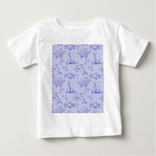 Camiseta Animais marinhos e padrão de desenho de uma linha 
