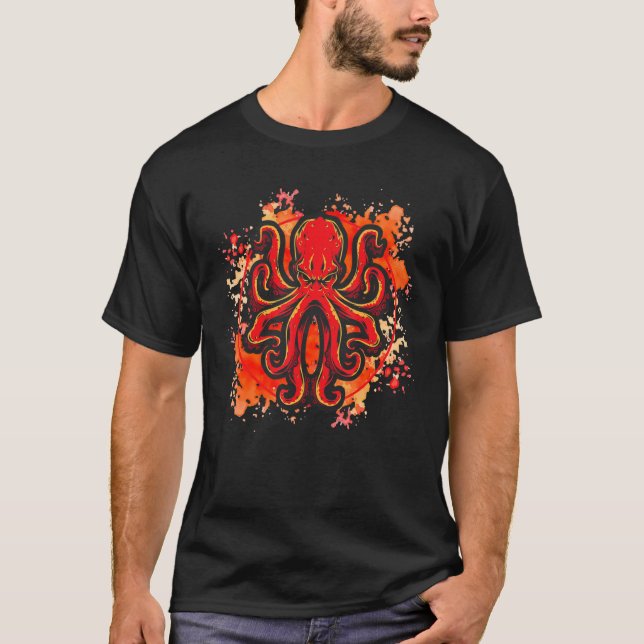 Camiseta Animais Marinhos Octopus Frutos Do Mar Retro-Squid (Frente)