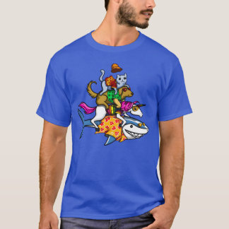 Camiseta Animais montando o menino tubarão
