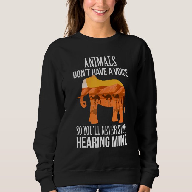 Camiseta Animais não têm voz, então você nunca vai parar (Frente)