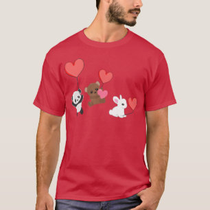Camiseta animais panda urso animal coelho corações amigo