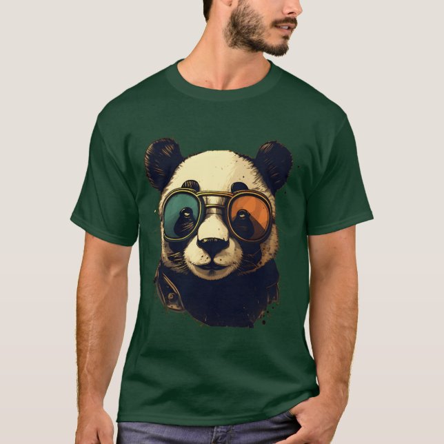 Camiseta Animais Panda Usando Óculos de Sol (Frente)