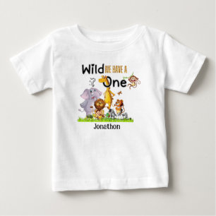Camiseta Animais Safari do Selvagem 1º Aniversário Convite