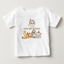 Camiseta Animais Safari Meninos Dois Aniversário Selvagem
