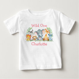 Camiseta Animais Safari Selvagens de Um primeiro aniversari
