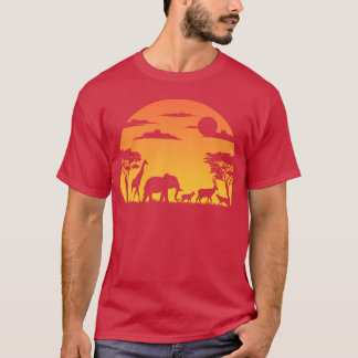 Camiseta Animais Selvagens Africanos Safari Pôr do Sol amig