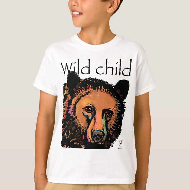 Camiseta Animais selvagens do arco-íris de urso infantil (Frente)