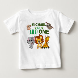 Camiseta Animais Selvagens Safari 1rua Primeiro Aniversário