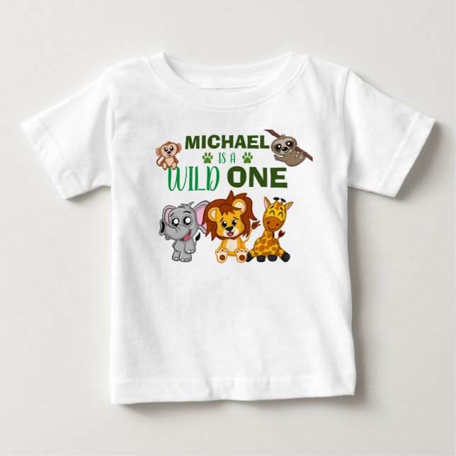 Camiseta Animais Selvagens Safari 1rua Primeiro Aniversário (Frente)