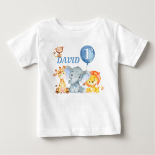 Camiseta Animais Selvagens Safari Cute Baby Boy Aniversário