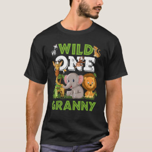 Camiseta Animais Selvagens Safari de Aniversário de Uma Avó
