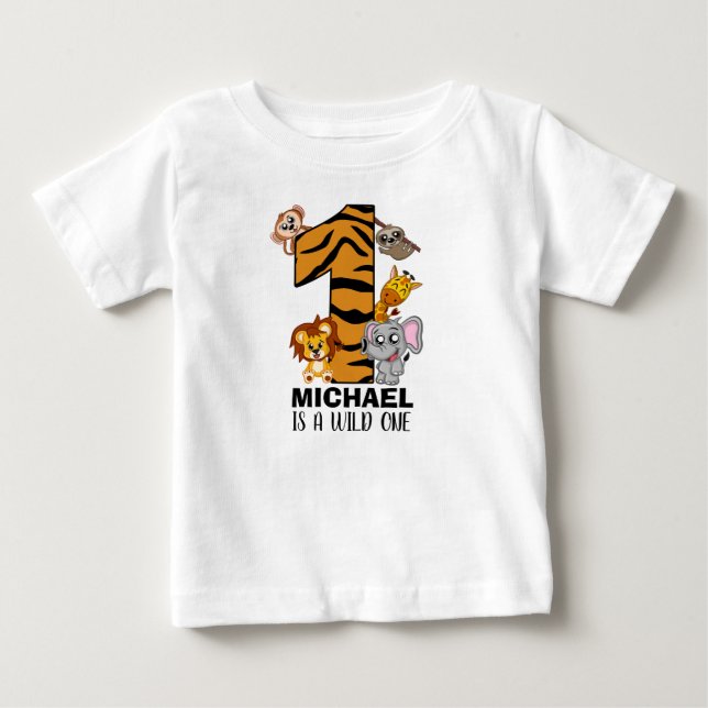 Camiseta Animais Selvagens Selvagens Cutes Safari Primeiro  (Frente)