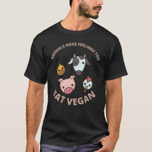 Camiseta Animais Também Têm Sentimentos Coma Vegano
