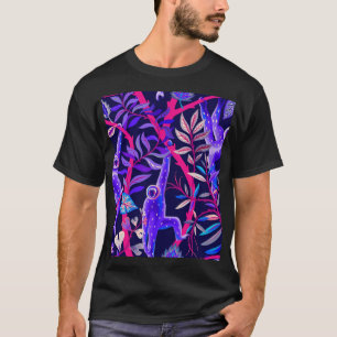 Camiseta Animais tropicais: padrão dos macacos azuis.