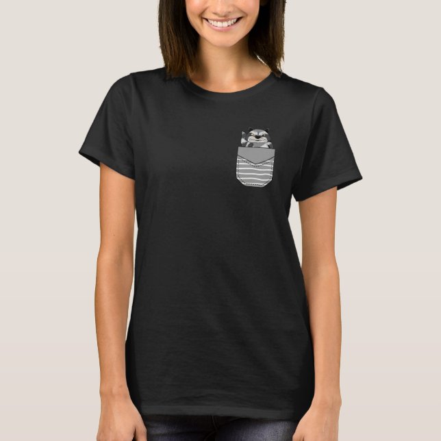 Camiseta Animal Angry Raccoon In Pocket (Frente)