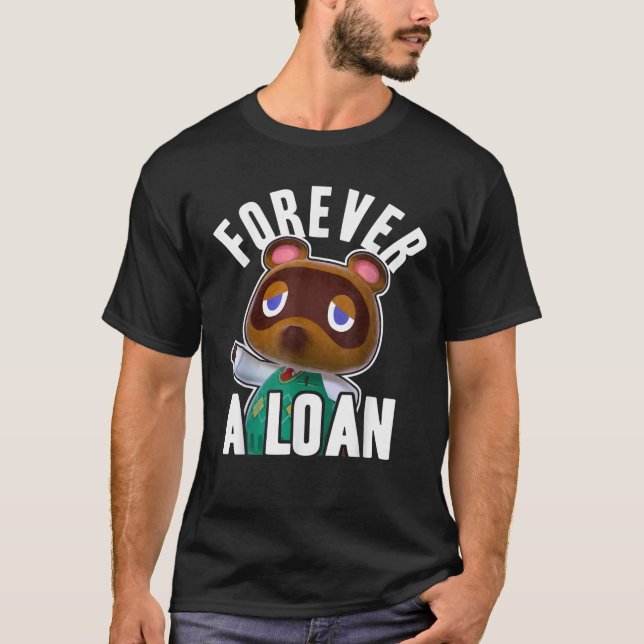 Camiseta Animal Atravessando Tom Nook Para Sempre Um Emprés (Frente)