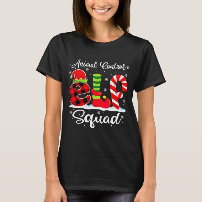 Camiseta Animal Control Elf Squad Christmas Officer Matchin (Frente)