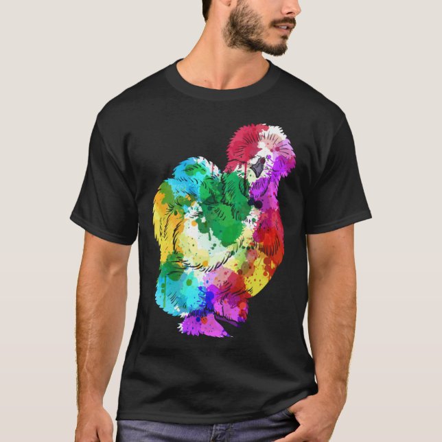 Camiseta Animal de Ventoinha de Seda Colorida de Frango (Frente)