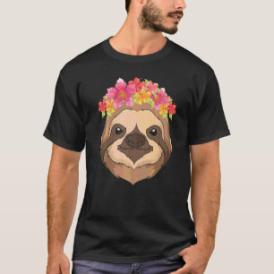 Camiseta Animal do Zoológico Tropical Flor Floral Preguiça