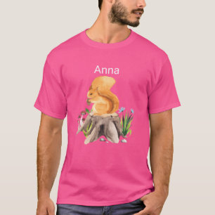 Camiseta animal esquilo da floresta com nome Anna amiga