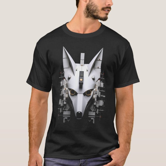 Camiseta Animal Fantasy Trabalho de arte White Fox Wolf Rob (Frente)
