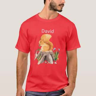 Camiseta Animal florestal esquilo com nome David família