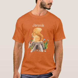 Camiseta Animal florestal esquilo com nome Jannik amigos