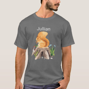 Camiseta Animal florestal esquilo com nome Jullian retrô