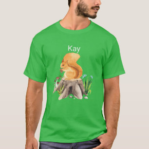 Camiseta Animal florestal esquilo com nome Kay engraçado