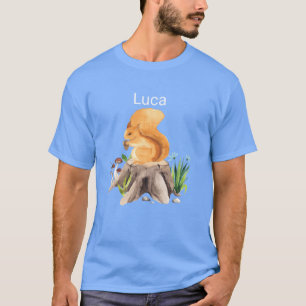 Camiseta Animal florestal esquilo com nome Luca amigo