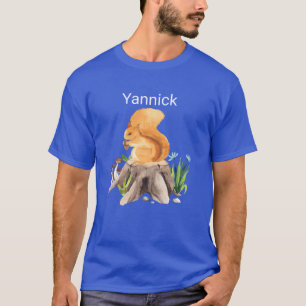 Camiseta Animal florestal esquilo com nome Yannick presente