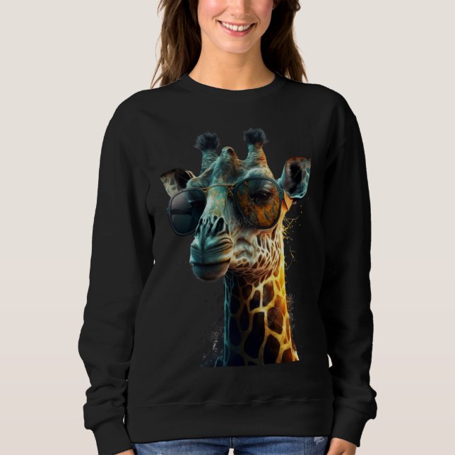 Camiseta animal  giraffe with stylish sunglasses (Frente)