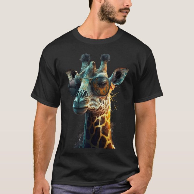 Camiseta animal  giraffe with stylish sunglasses (Frente)