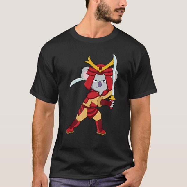 Camiseta animal guerreiro japonês samurai koala (Frente)