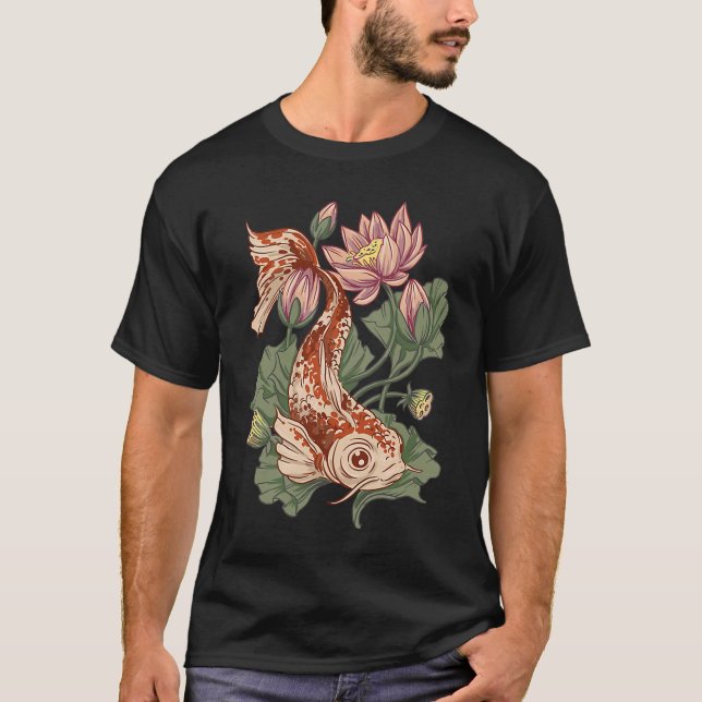 Camiseta Animal  Koi Fish  Flowers s (Frente)
