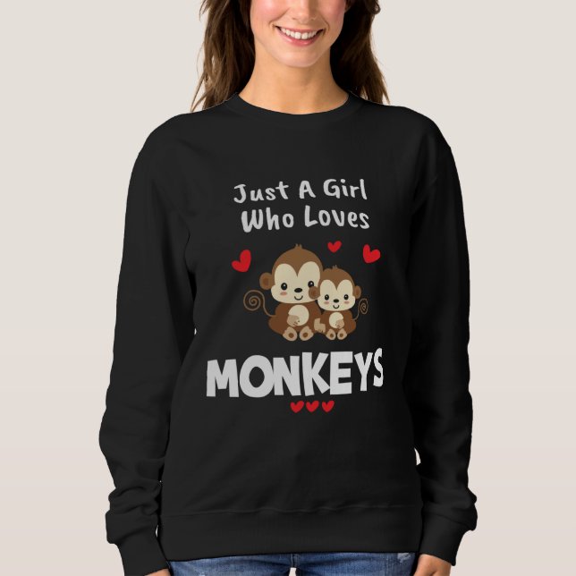 Camiseta Animal Monkey  Women Girls Love Monkeys (Frente)