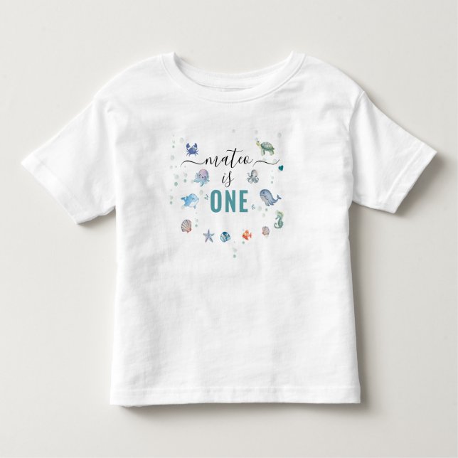Camiseta Animal Ocean Um Nome Personalizado Aniversário de  (Frente)