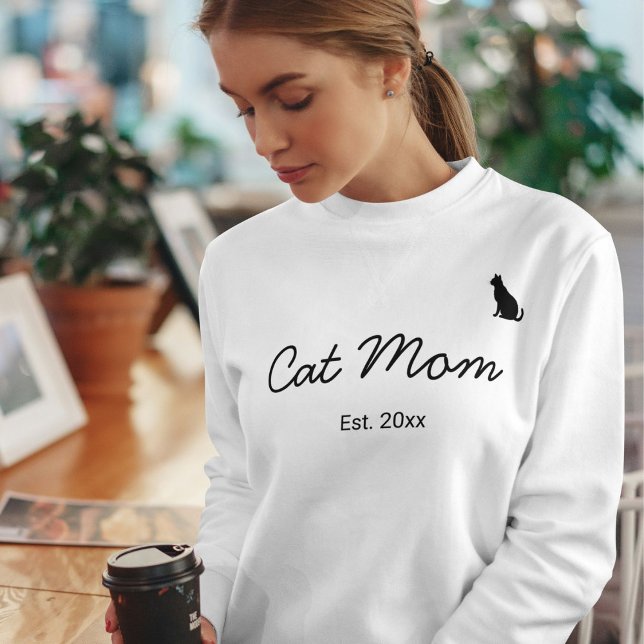Camiseta Animal Pet Lover Black Script Personalized Cat Mom (Criador carregado)