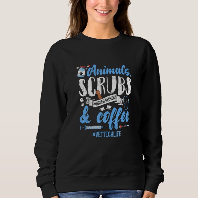 Camiseta Animal Scrubs Rubber Gloves Coffee Veterinarian Ve (Frente)