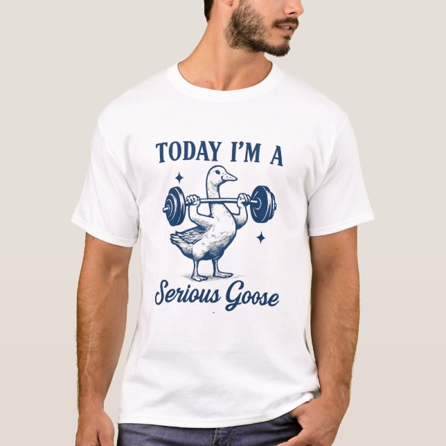 Camiseta Animal Sério Engraçado de Ganso (Frente)