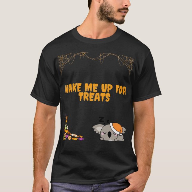 Camiseta Animal sonolento pronto para os doces de Halloween (Frente)
