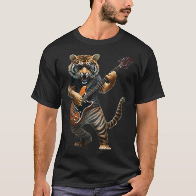 Camiseta Animal Tiger  Guitar  Tiger Playing Electric Guita (Frente)